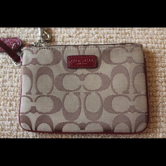 Coach Tan Logo Wristlet EUC - Picture 2 of 2